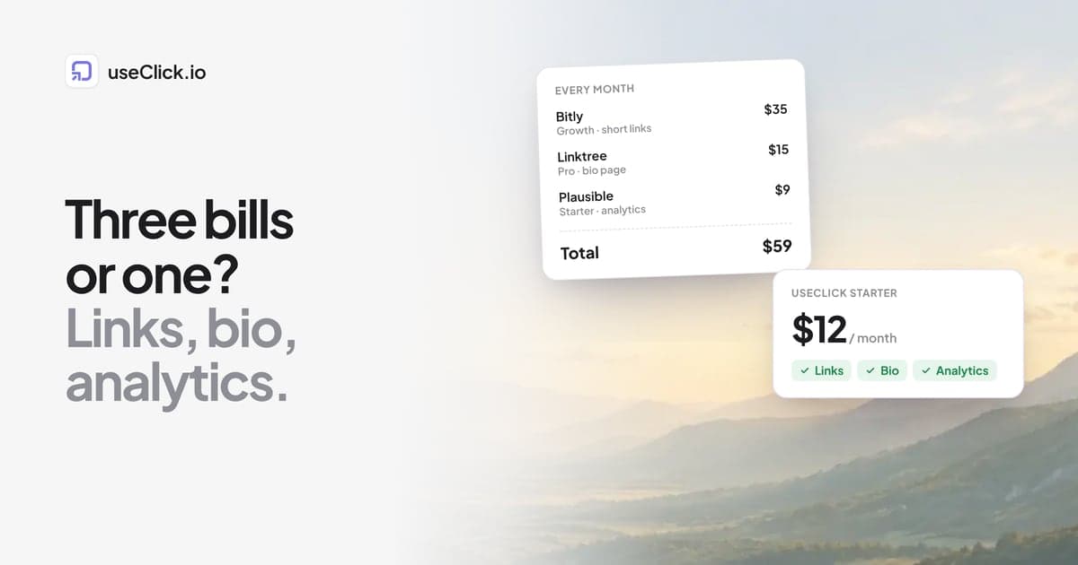 Linktree + Bitly + Plausible vs useClick: Do You Need Three Subscriptions?