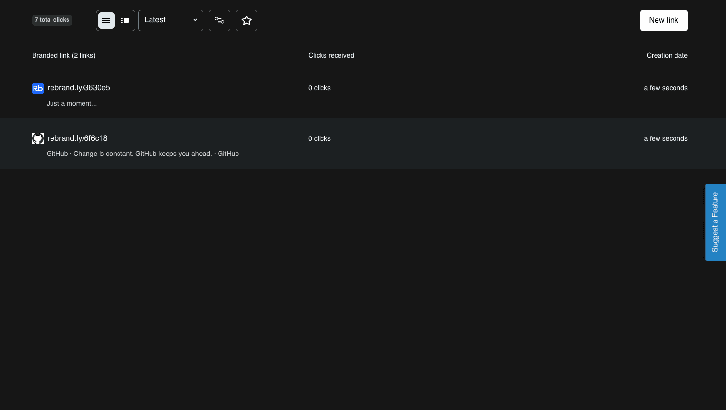 Rebrandly interface