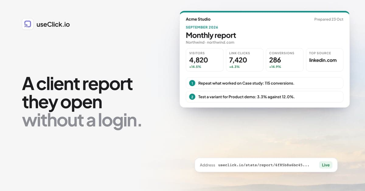 Client Reports: A Branded Monthly Report Page Your Client Opens Without a Login